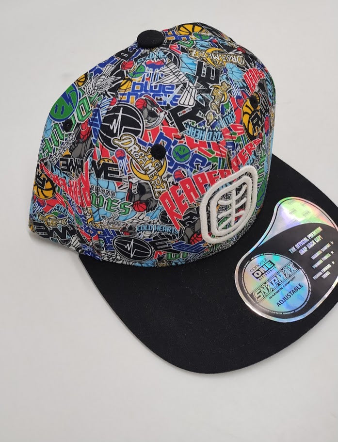 Overtime Adult Flat Brim Snapback Baseball Hat - Printed Crown