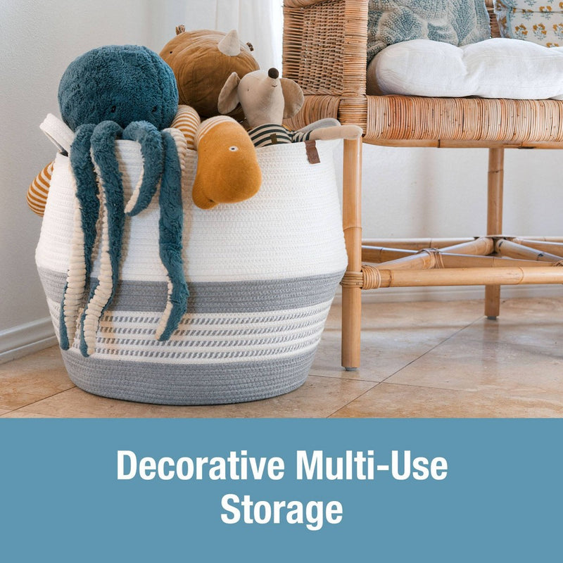 CleverMade XL RopeBelly BasketStone Gray