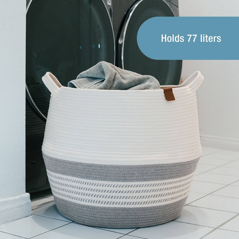 CleverMade XL RopeBelly BasketStone Gray