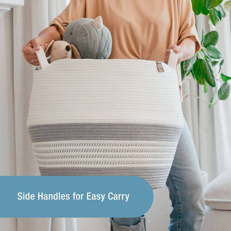 CleverMade XL RopeBelly BasketStone Gray