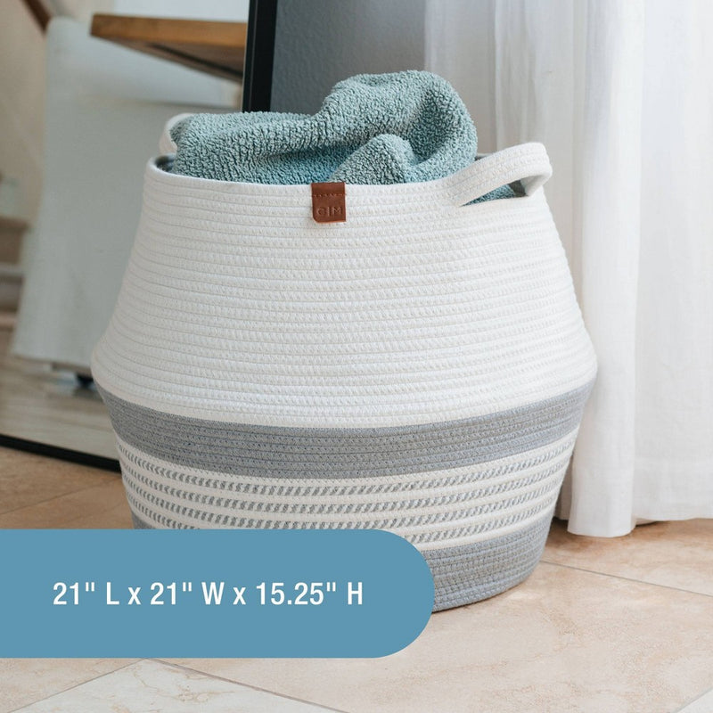 CleverMade XL RopeBelly BasketStone Gray