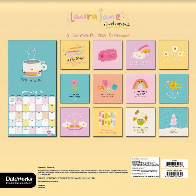 DateWorks 12"x12" 2026 Feels Good Wall Calendar