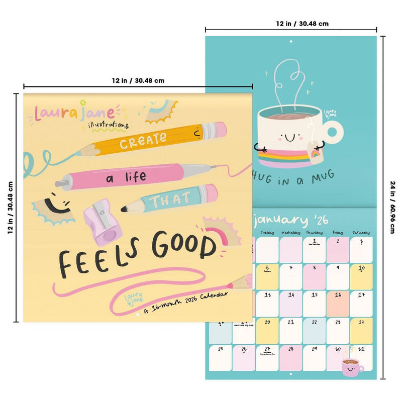 DateWorks 12"x12" 2026 Feels Good Wall Calendar
