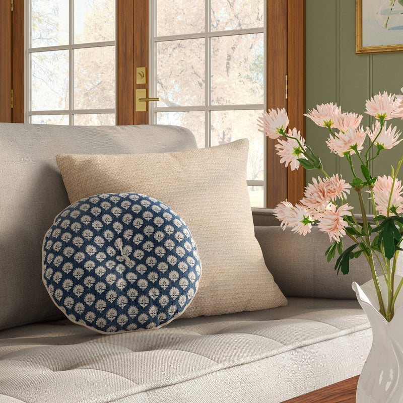 Square Chunky Linen Pillow with Exposed Zipper Neutral - Threshold