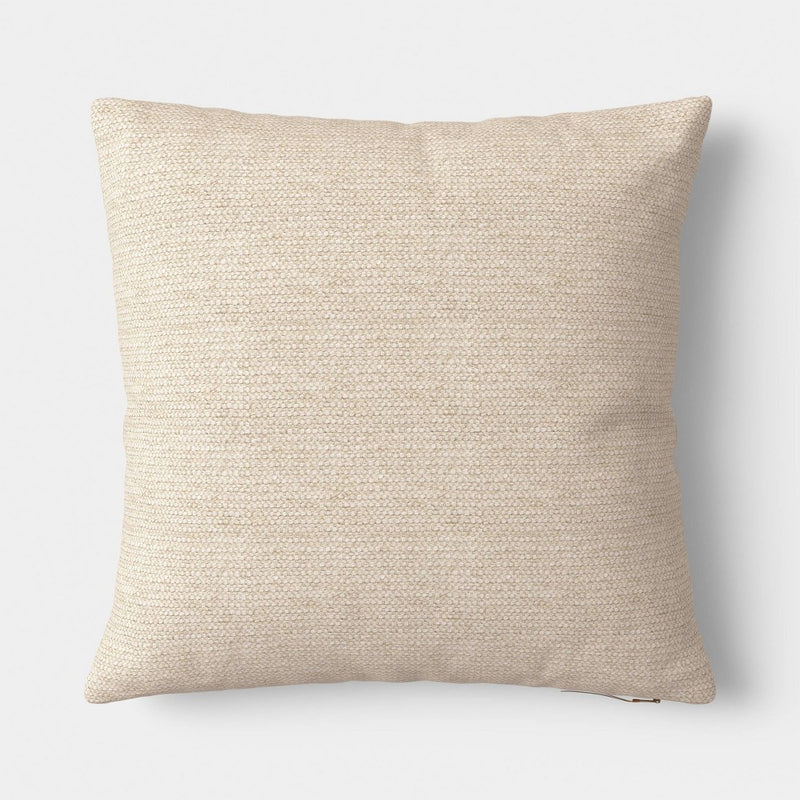 Square Chunky Linen Pillow with Exposed Zipper Neutral - Threshold