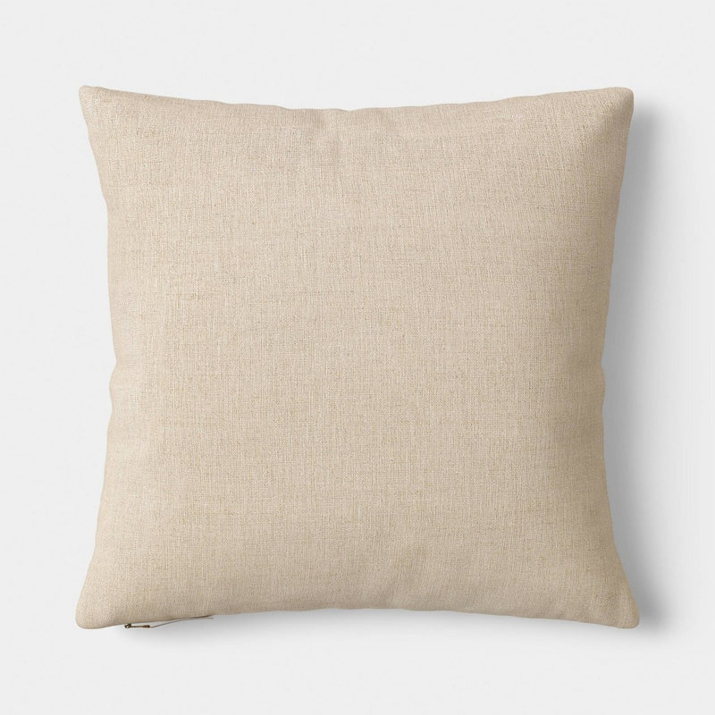 Square Chunky Linen Pillow with Exposed Zipper Neutral - Threshold
