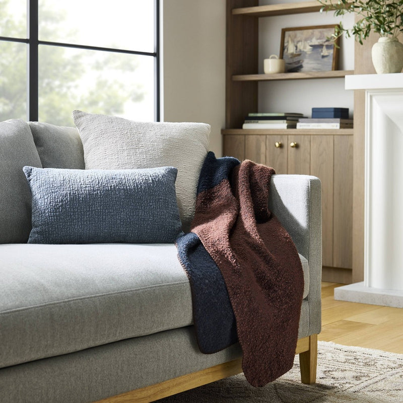 Asymmetric Colorblocked Boucle Throw Burgundy/Navy - Threshold designed with Studio McGee