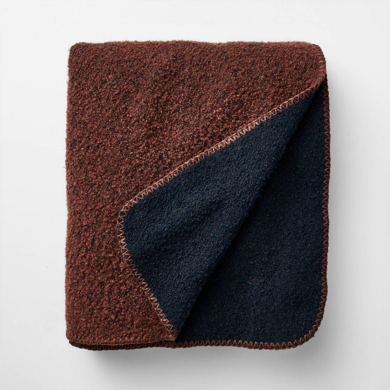Asymmetric Colorblocked Boucle Throw Burgundy/Navy - Threshold designed with Studio McGee