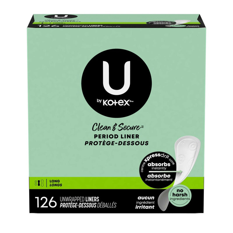 U by Kotex Clean & Secure Liner - Light Absorbency - Long Length - 126ct