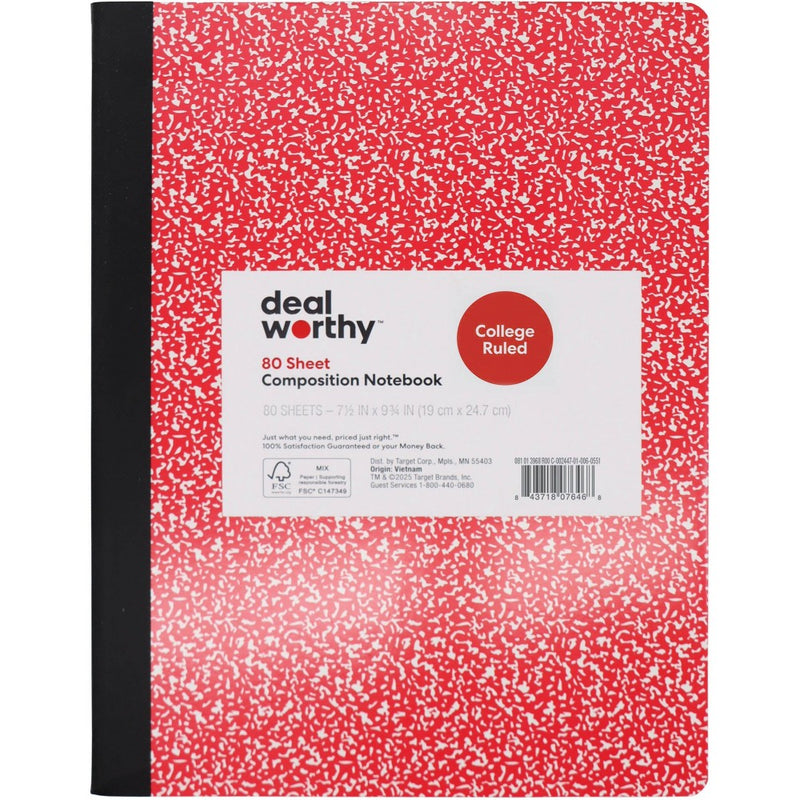 Composition Book College Ruled Red - Dealworthy