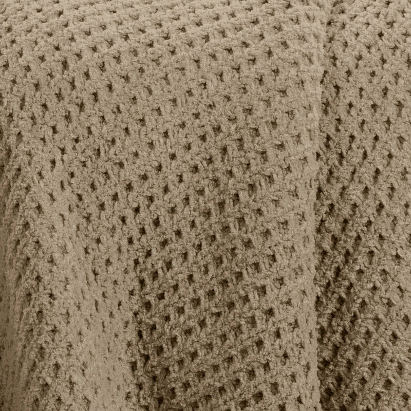 Chenille Knit Throw Blanket with Faux Shearling Reverse Taupe - Threshold