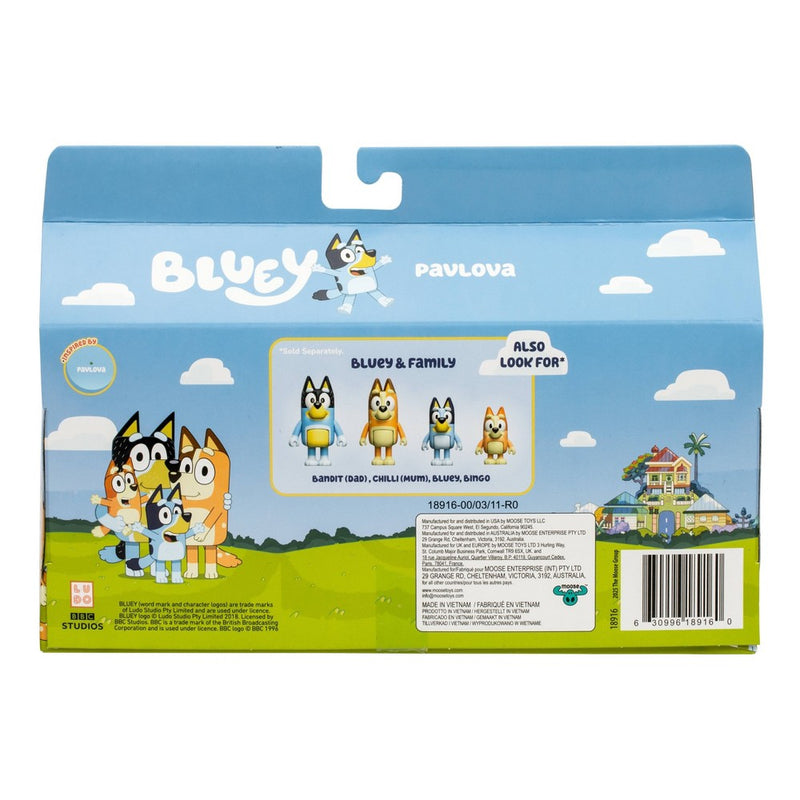 Bluey Let's Play Chef Mini Figure Pavlova - 4pk: Articulated Plastic Characters, BBC Licensed, Set of Four