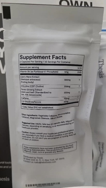 Thesis Clarity, Nootropic Supplement 50 Capsules 11/2027
