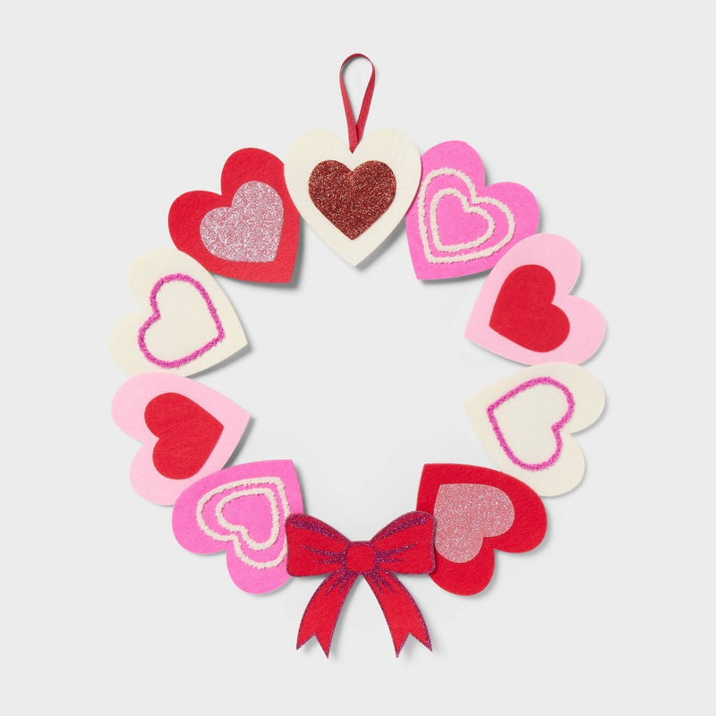 Valentine's Day Felt Heart and Bows Wreath - Spritz