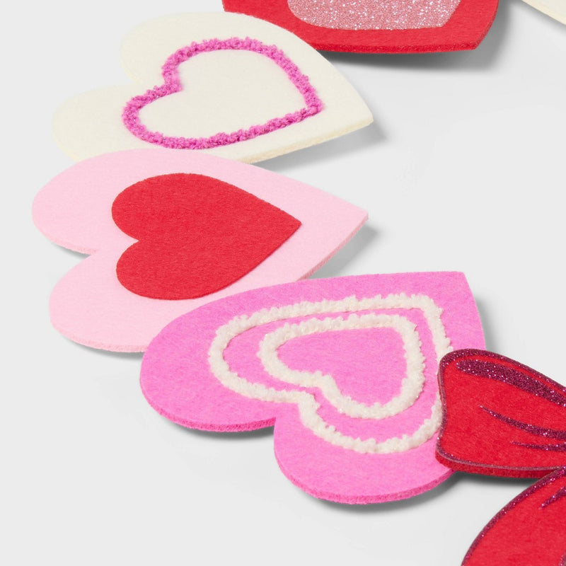 Valentine's Day Felt Heart and Bows Wreath - Spritz
