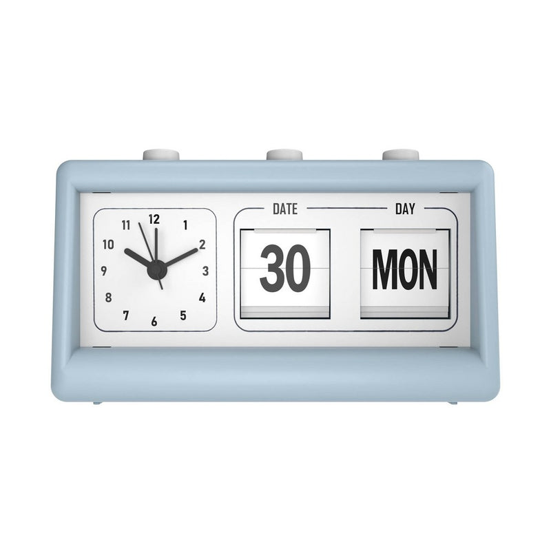 GEMS Retro Analog Alarm Clock - Light Blue: Plastic Table Clock for Bedroom