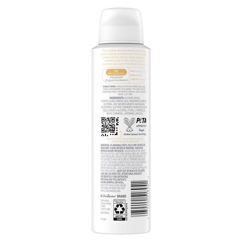 Dove Beauty Aluminum-Free Whole Body Deodorant Spray - Peach & White Tea - 4oz