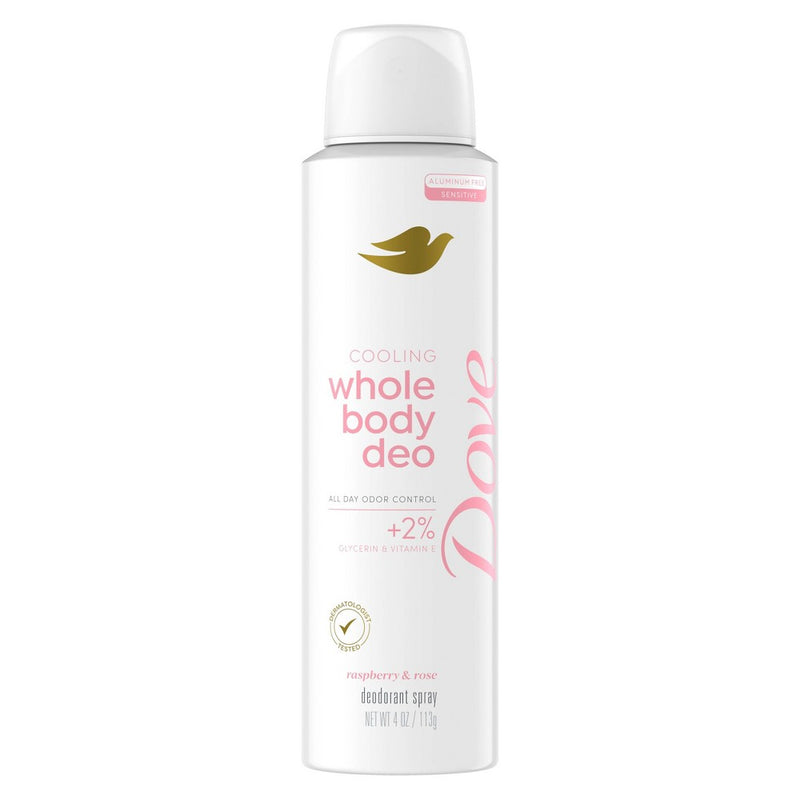 Dove Beauty Whole Body Deodorant Spray Raspberry & Rose Cooling - Aluminum-Free 4oz