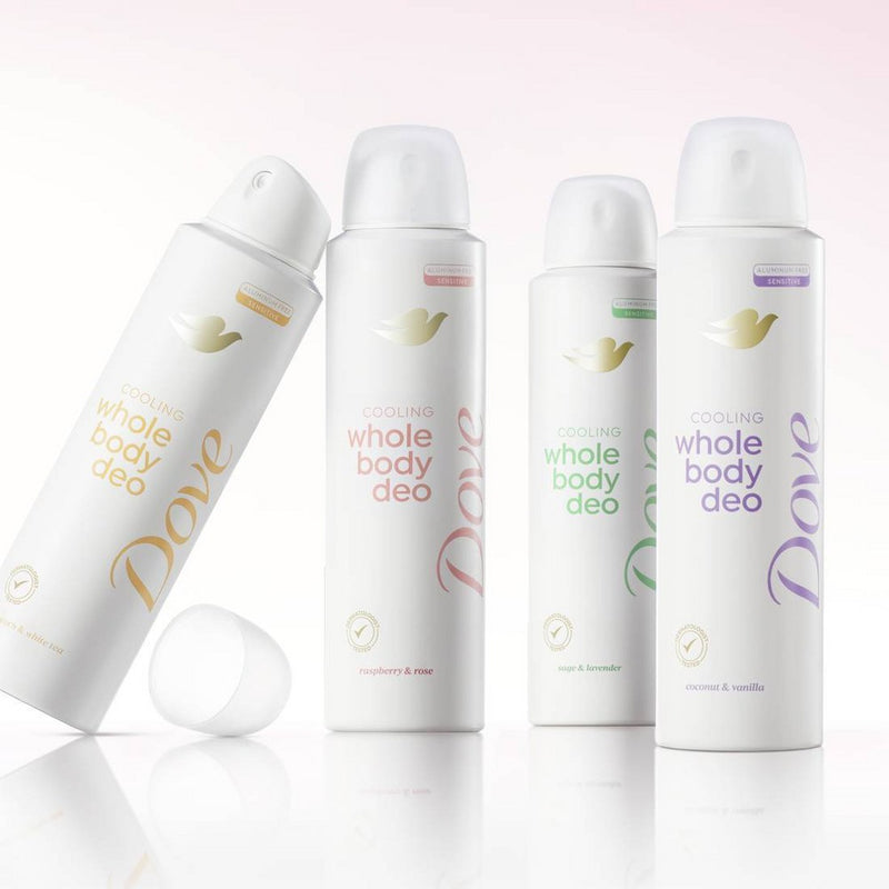 Dove Beauty Whole Body Deodorant Spray Raspberry & Rose Cooling - Aluminum-Free 4oz