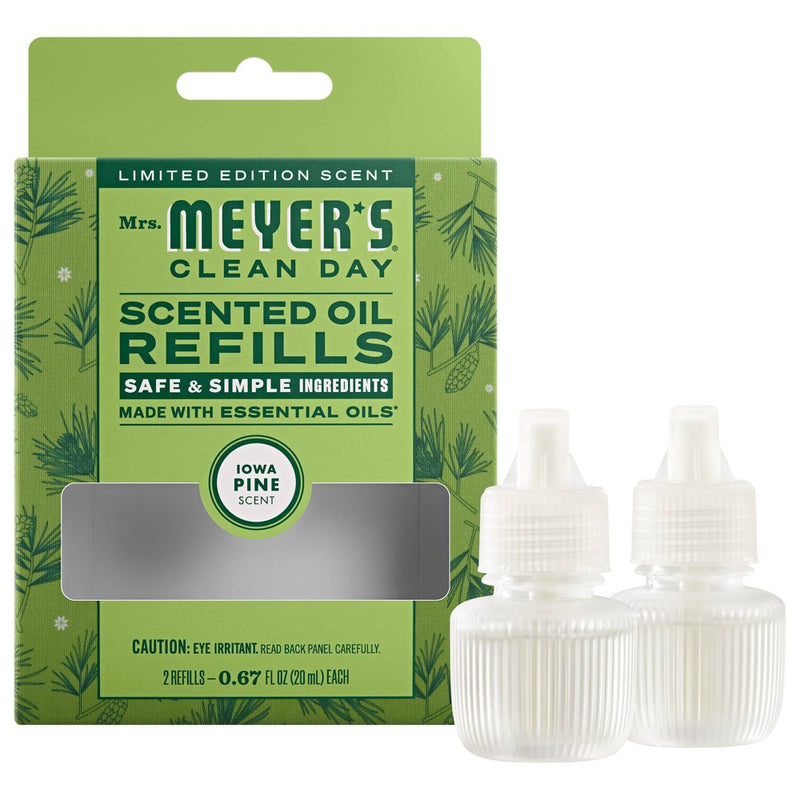 Mrs. Meyer's Clean Day Premium Scented Oil Plug-In Diffuser Air Freshener Refills - Iowa Pine - 0 .67 fl oz/2pk