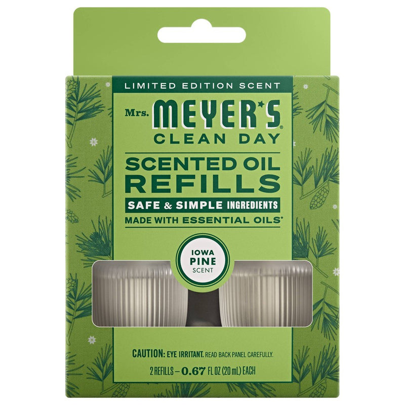 Mrs. Meyer's Clean Day Premium Scented Oil Plug-In Diffuser Air Freshener Refills - Iowa Pine - 0 .67 fl oz/2pk