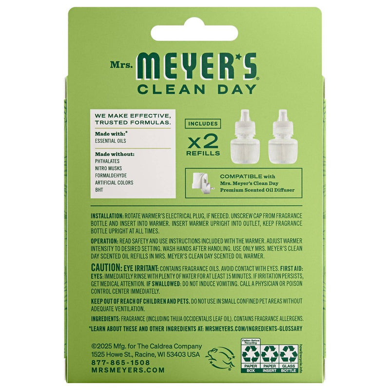 Mrs. Meyer's Clean Day Premium Scented Oil Plug-In Diffuser Air Freshener Refills - Iowa Pine - 0 .67 fl oz/2pk