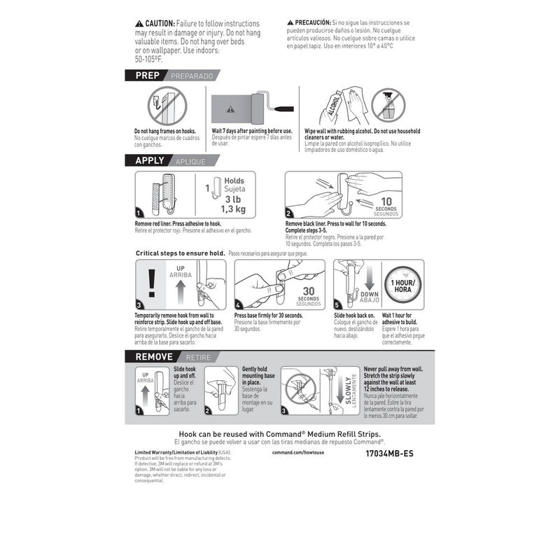 Command 2ct Small Damage-Free Hooks - Satin Brass