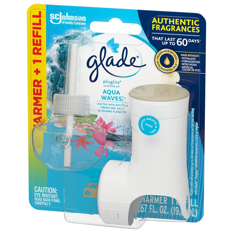 Glade Piso Warmer + Refill Starter Air Freshener Kit - Aqua Waves - .67 fl oz