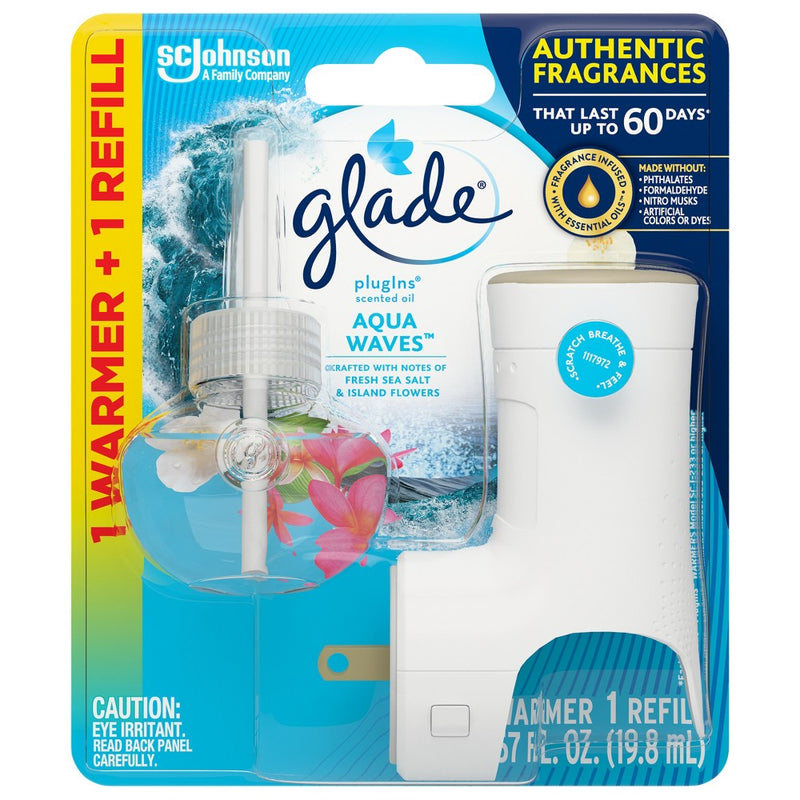 Glade Piso Warmer + Refill Starter Air Freshener Kit - Aqua Waves - .67 fl oz