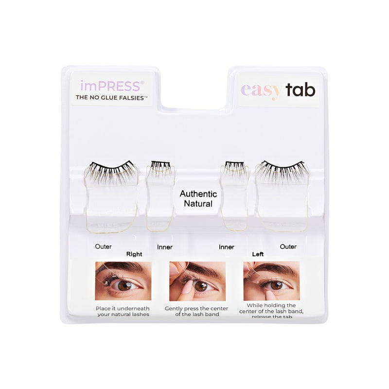 KISS Products imPRESS Easy Tab Press On Self Adhesive Eyelashes - Authentic Natural - 20ct
