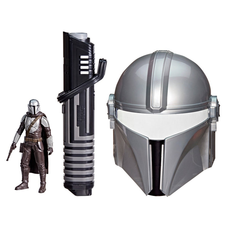 Star Wars The Mandalorian Bounty Hunter Bundle, Darksaber, Mask & Action Figure, Halloween Costume Accessory