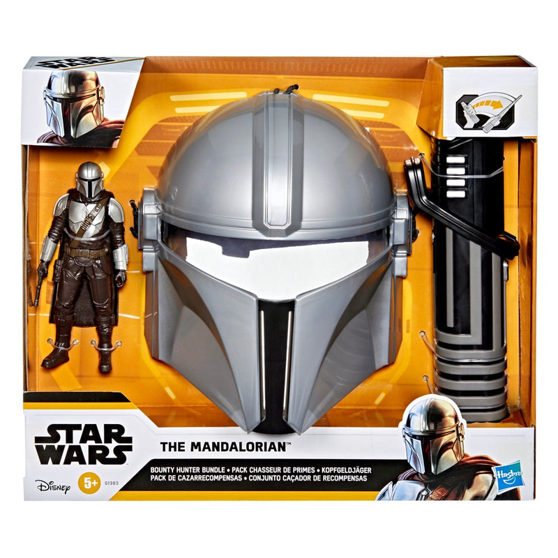 Star Wars The Mandalorian Bounty Hunter Bundle, Darksaber, Mask & Action Figure, Halloween Costume Accessory