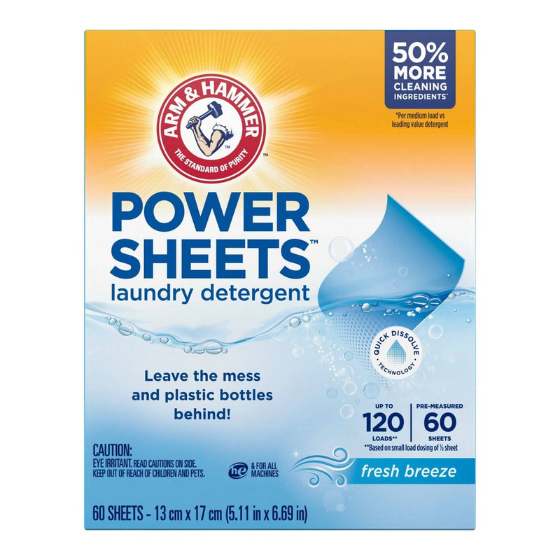 Arm & Hammer Laundry Detergent Sheets - Fresh Breeze - 60ct