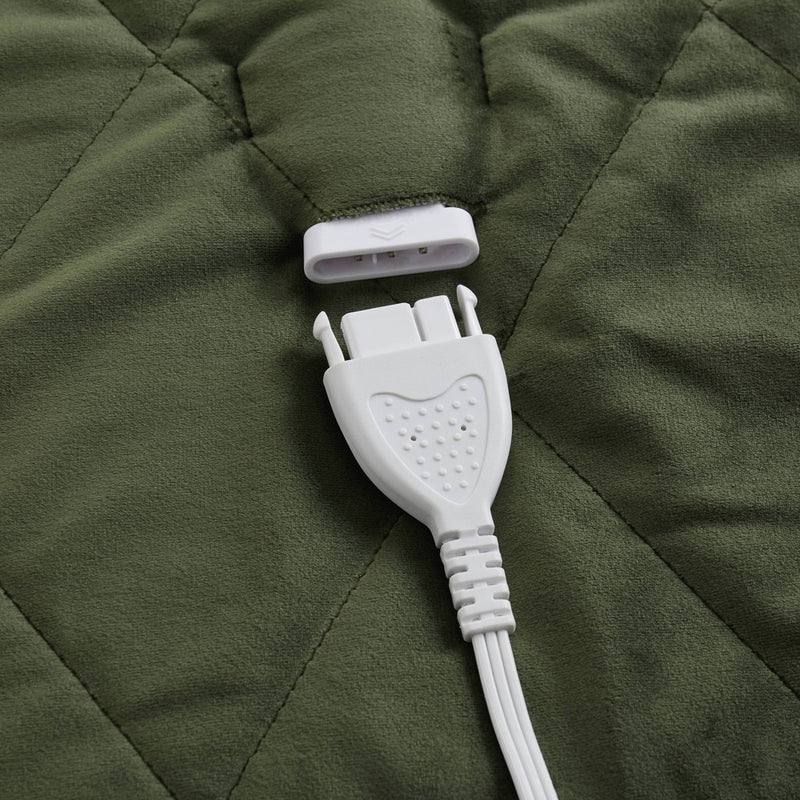 Brookstone Full/Queen Heated Diamond Stitch Quilt Blanket Olive Green