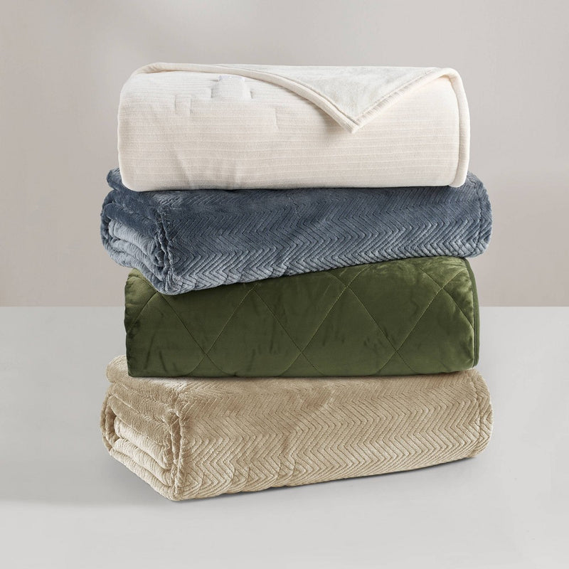 Brookstone Full/Queen Heated Diamond Stitch Quilt Blanket Olive Green