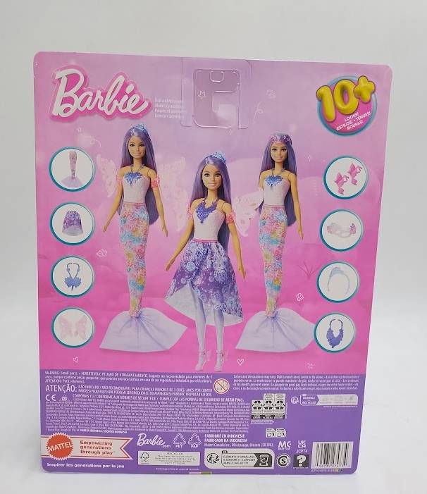 Barbie Doll Fantasy Fashion Pack with Accessories Including Mermaid Tail, Fairy Wings, & Necklaces