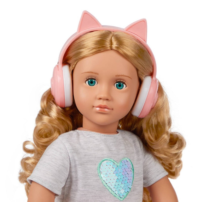 Our Generation Linzi 18" Doll with Luggage and Travel Accessories Set: Travel-Themed Wavy Blonde Hair Doll