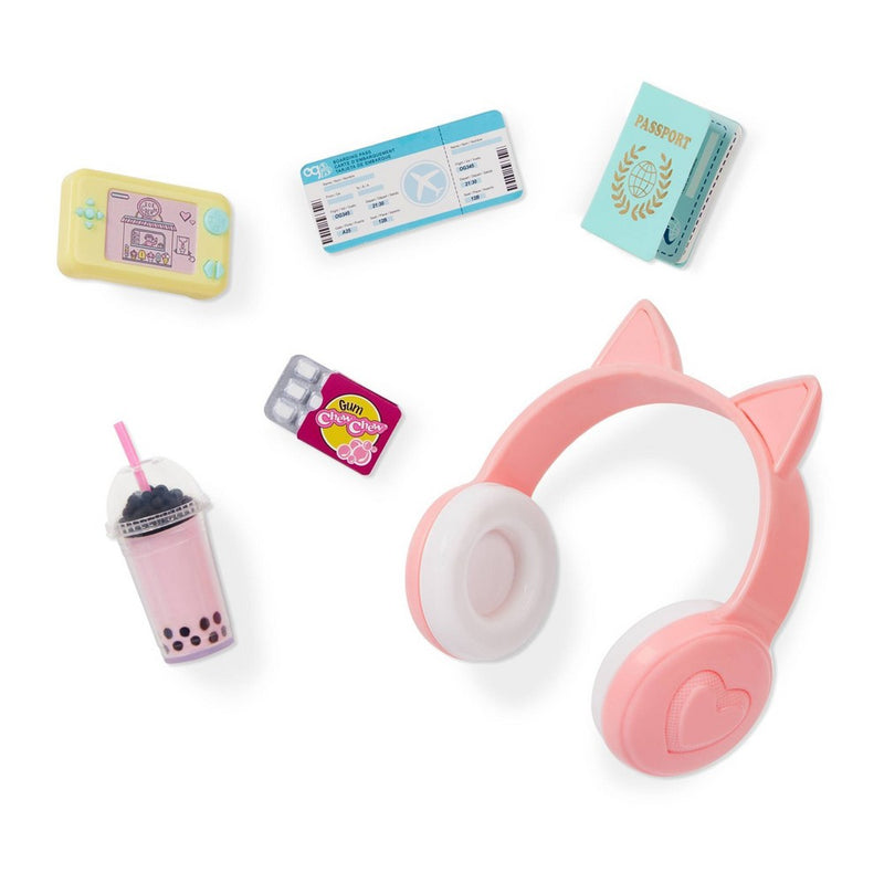 Our Generation Linzi 18" Doll with Luggage and Travel Accessories Set: Travel-Themed Wavy Blonde Hair Doll