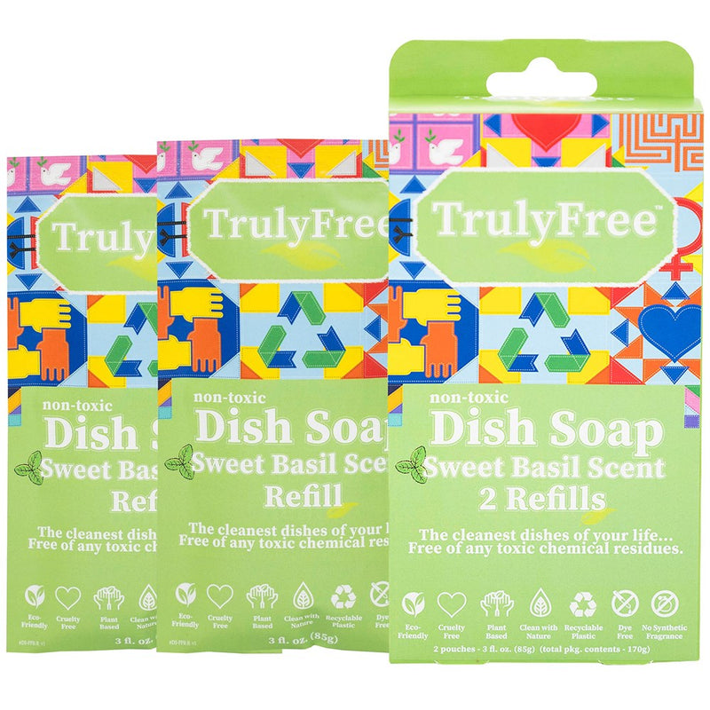 Truly Free Sweet Basil Scent Non-Toxic Dish Soap Refills, 9 OZ