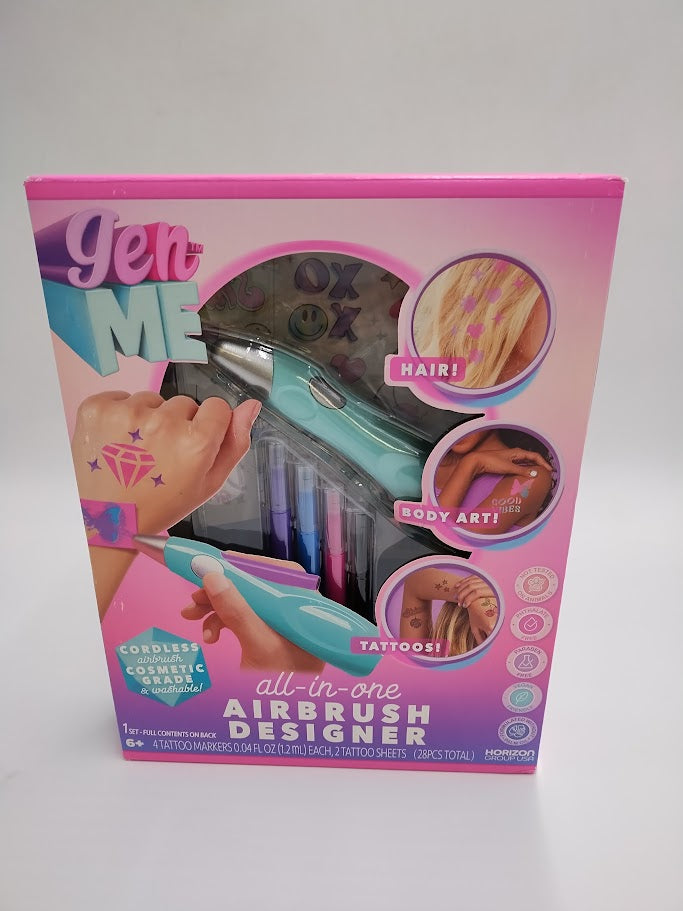 GenMe 3-in-1 Airbrush Designer: Craft Activity Kit for Kids, Includes Stencils & Markers