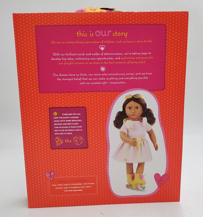 MISSING ITEM Our Generation Rollerblades and Lemonade Outfit with Rainbow Roller Skates
