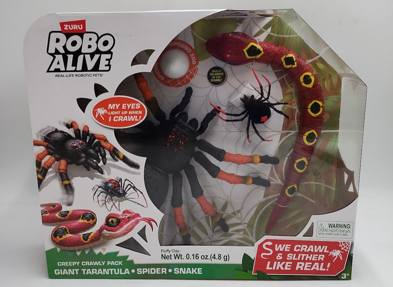 Robo Alive Creepy Crawly Pack: Spider Toy Set with 3 Animal Figures