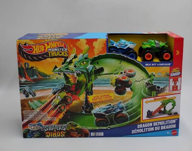 Hot Wheels Monster Trucks Sharks vs. Dinos Dragon Destruction set SEE DETAILS