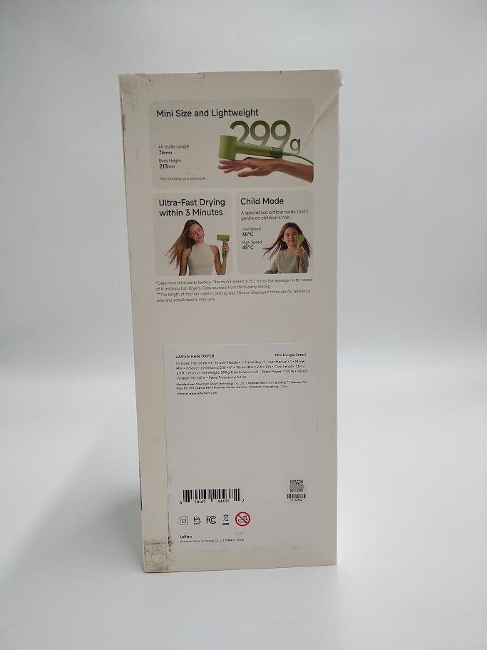 Laifen Mini Hair Dryer and Bag - Green