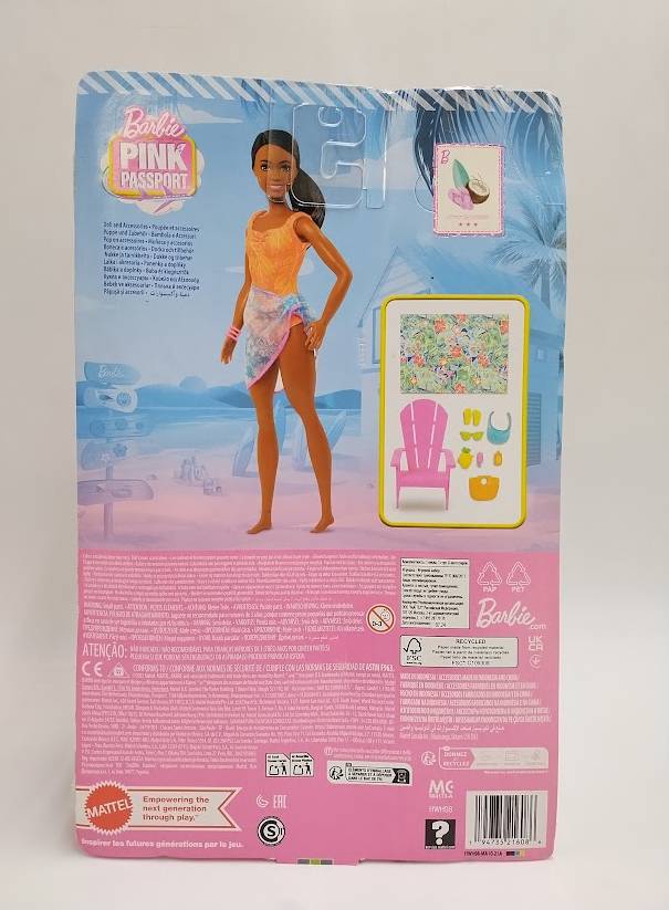 Barbie 12.7" Pink Passport Hawaii Brooklyn SEE DETAILS