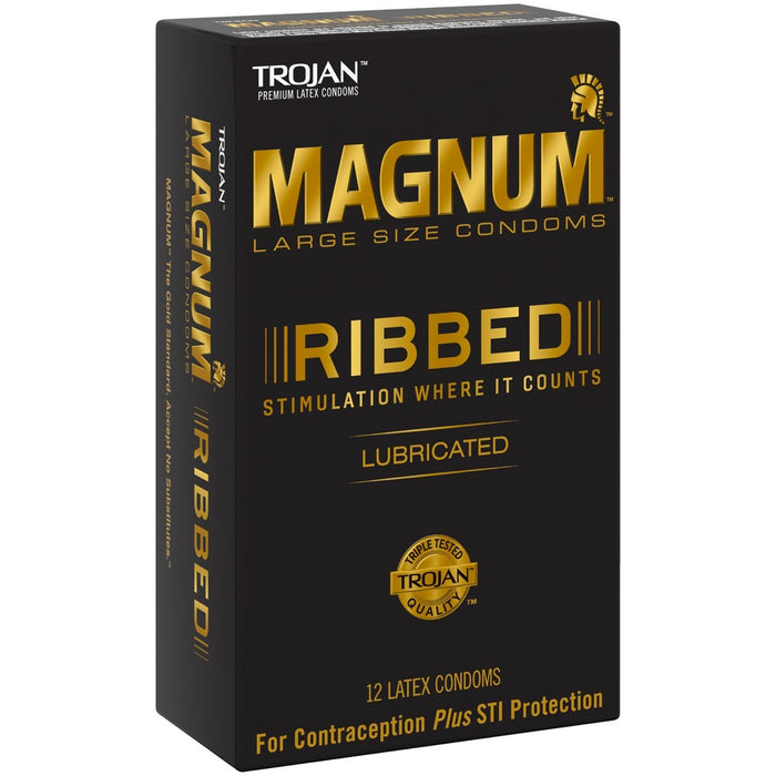 Trojan Magnum Ribbed Lubricated Condoms - 12ct