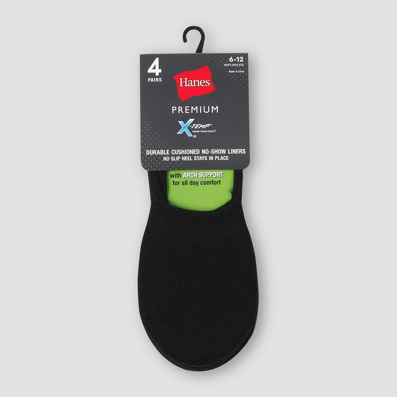 Hanes Premium Men's 4pk Liner Socks - Black 6-12