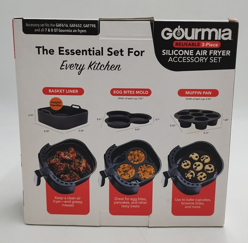 Gourmia Reusable 3pc Silicone Air Fryer Accessory Set