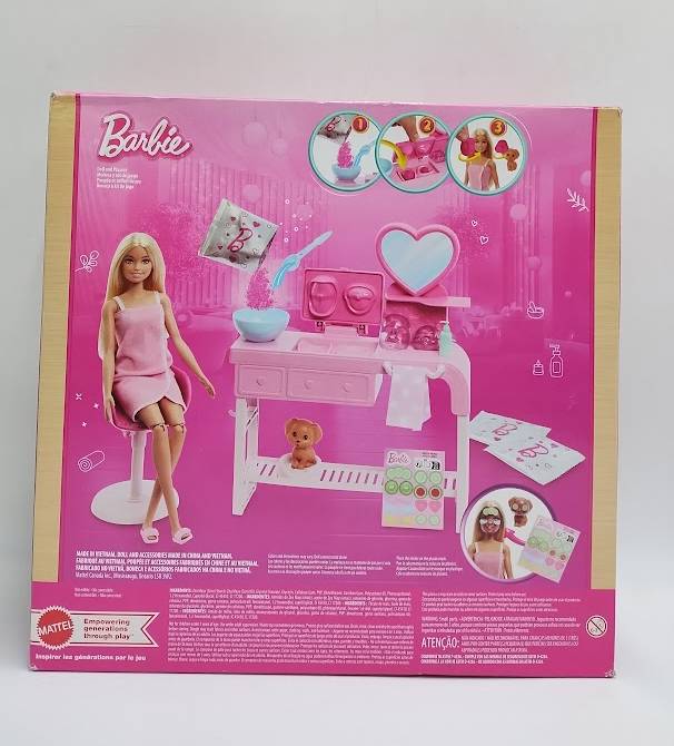 Barbie Face Mask Toy Playset & Doll with 10+ Spa Accessories SEE DETAILS