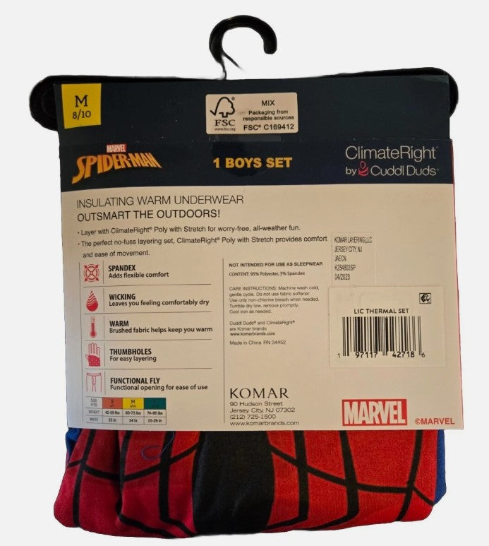 Boys' Spider-Man Thermal Underwear Set - Medium (8/10)
